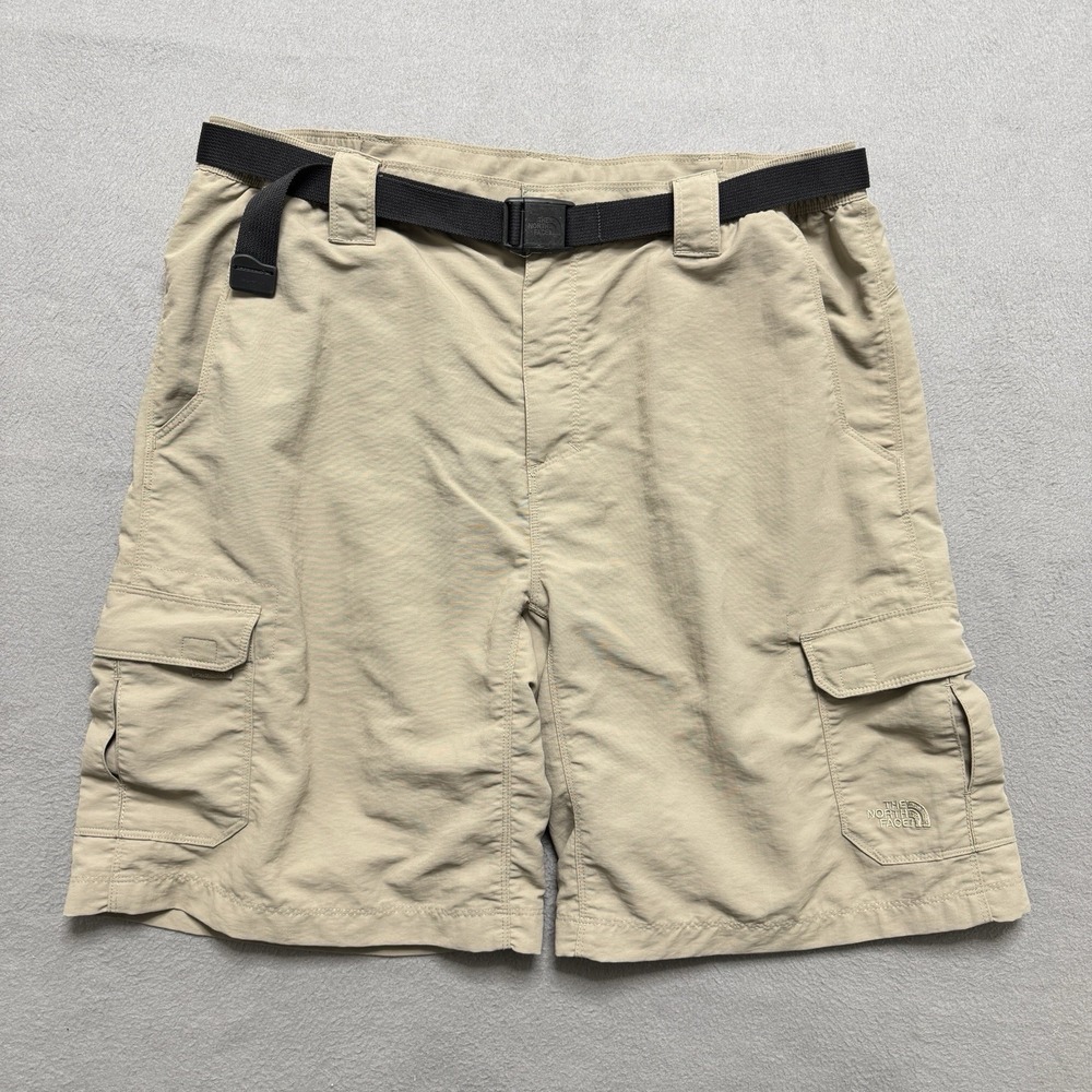 The North Face Cargo Shorts Mens Large Beige Hiking Trail Travel Outdoor Belted